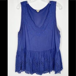 Royal Blue Eyelet Camisole Tank 1X